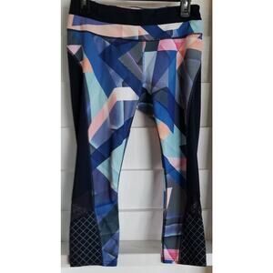 Athleta Women's Capri Exercise Work Out Attire Blue and Pink Geometrical Size M